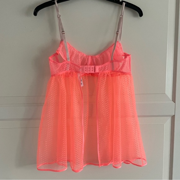 New! Victoria’s Secret Peekaboo Mesh Open-Cup Babydoll neon orange 20251 - Picture 6 of 11